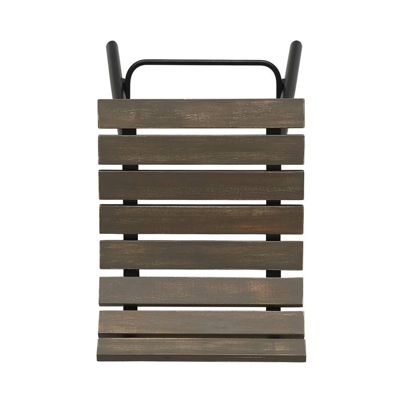 Roomfitters 2-Piece Modern Industrial Bar Stools, Wood Slat Counter Height Chairs with Metal Legs for Dining