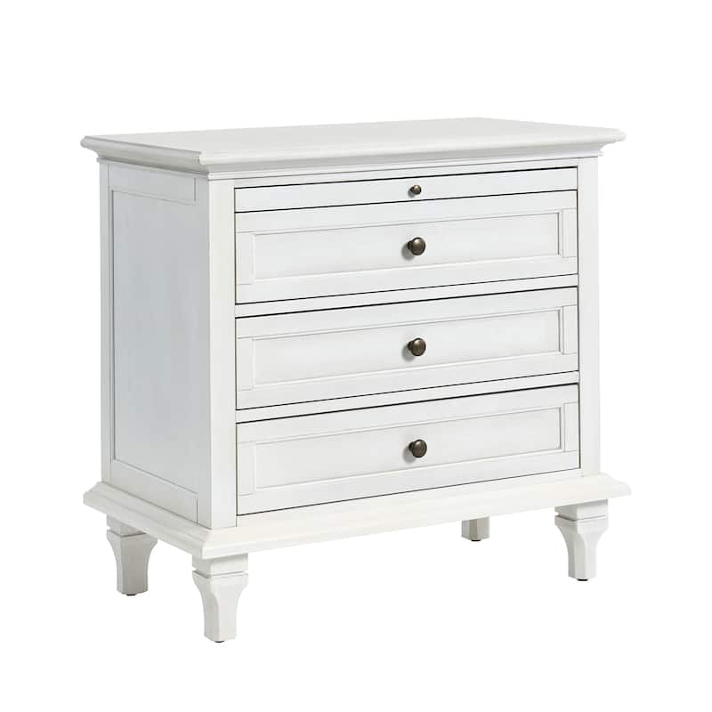 Muriel Farmhouse 3 Drawers End Table with Built-In Outlets by HULALA HOME