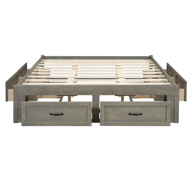 Queen Size Platform Bed with 6 Storage Drawers