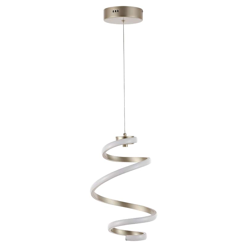Mium 11" 1-Light Modern Minimalist Aluminum/Iron Abstract Integrated LED Pendant, Silver by JONATHAN Y