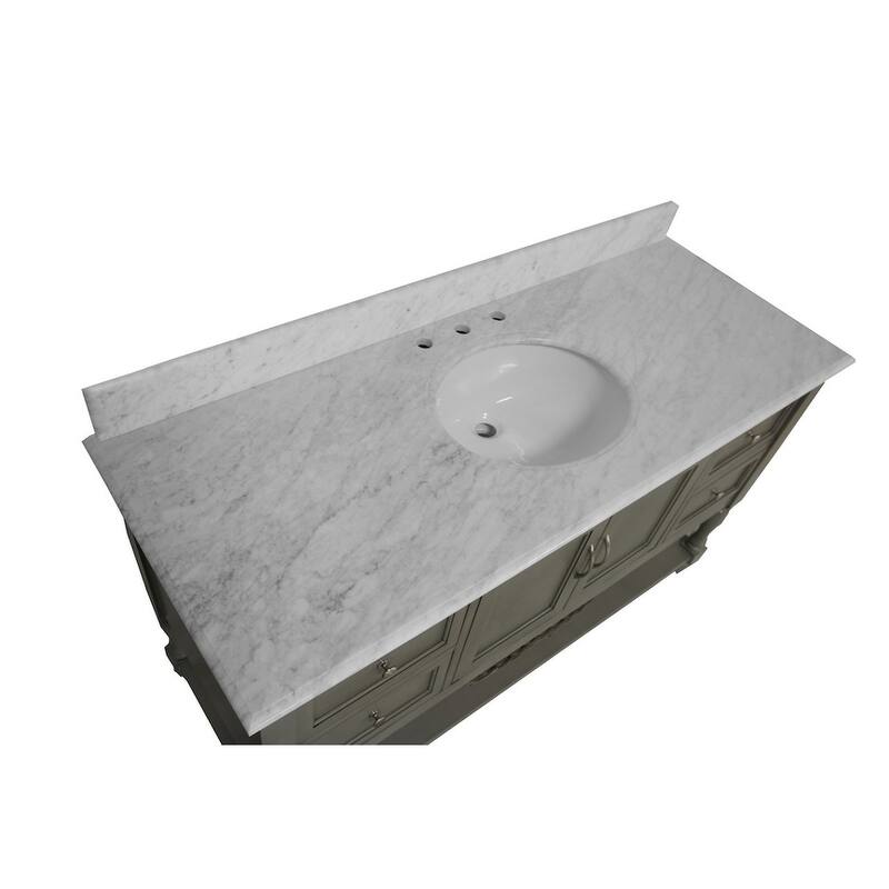 KitchenBathCollection Beverly 60" Single Bathroom Vanity with Carrara Marble Top