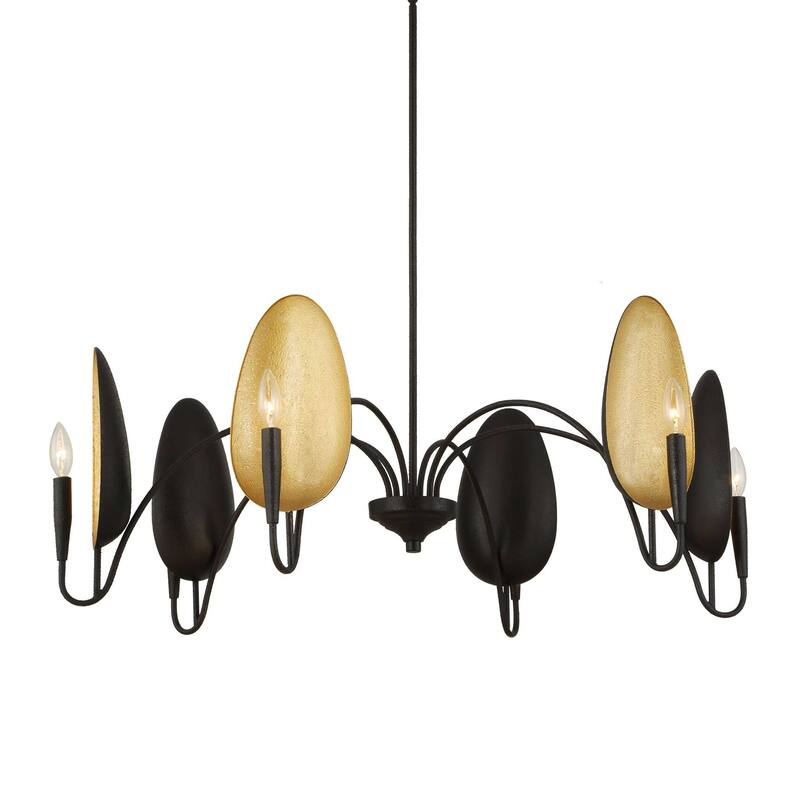 Uttermost Warwick 6 Light Matte Black Chandelier - 41.5"W x 41.5"D x 19"H