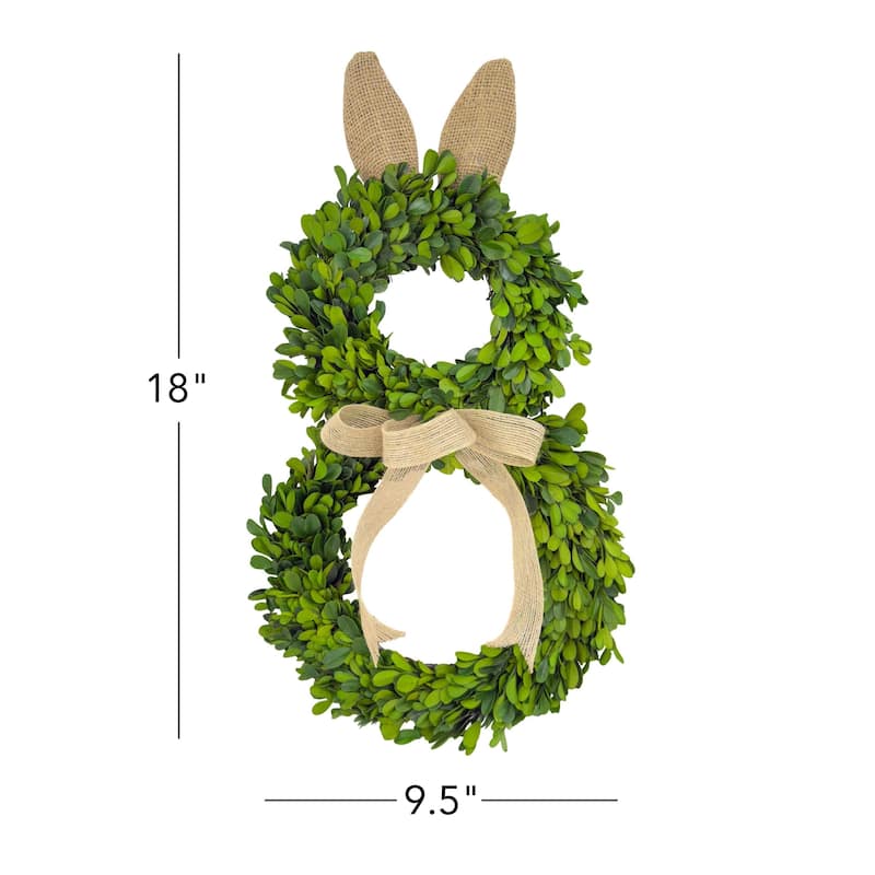 18" Bunny Shaped Preserved Boxwood Easter Spring Wreath