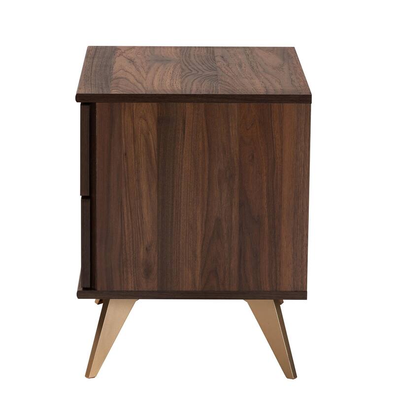 Graceland Mid-Century Modern Transitional Walnut Brown Finished Wood 2-Drawer Nightstand