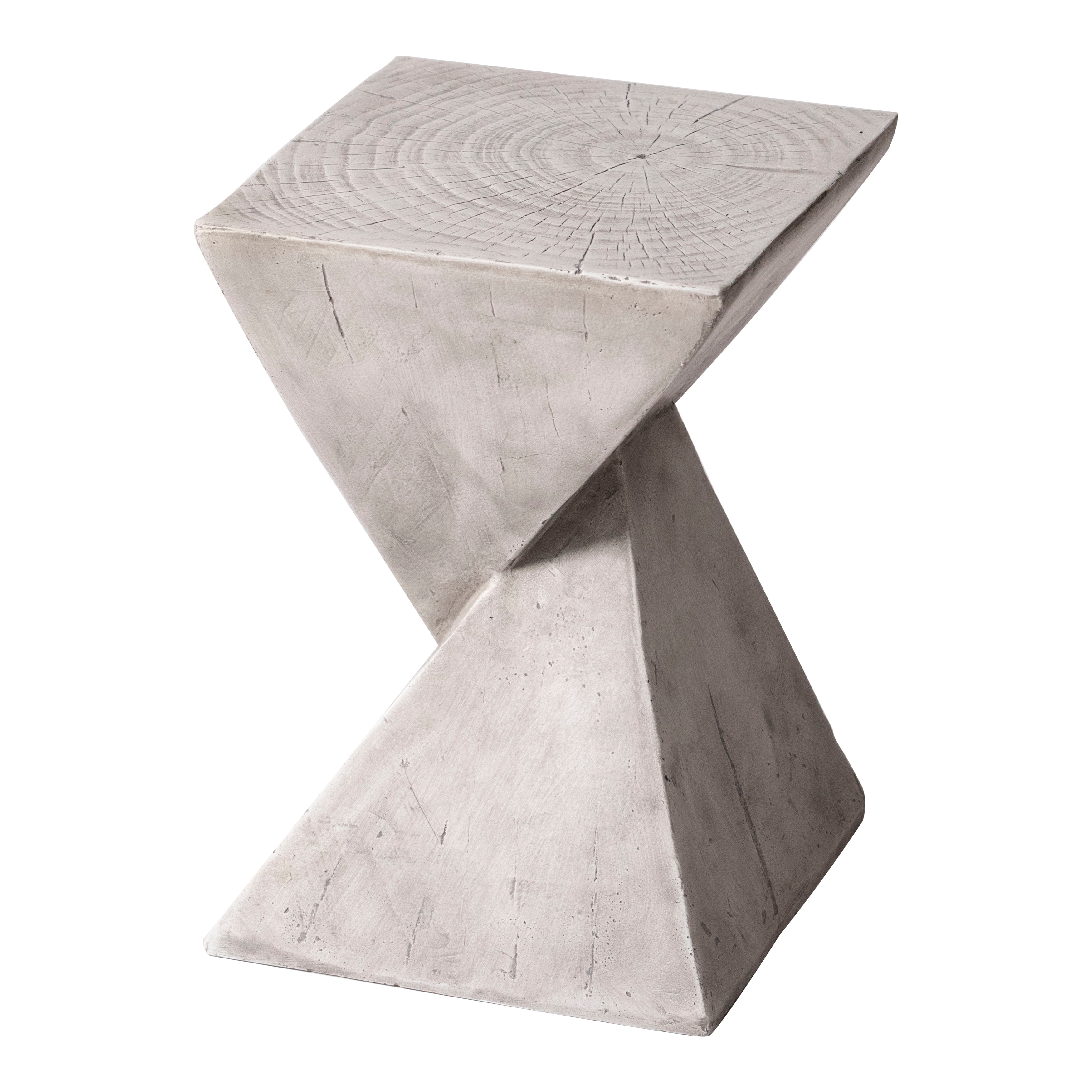 Glint Series 13-Inch Square Fiberstone Side Table, Modern Indoor/Outdoor Accent End Table - Solid Block Stone Style Design