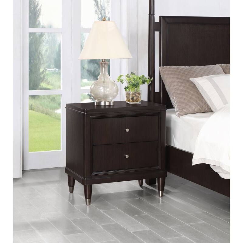 Emberlyn Mid-Century Modern 2-drawer Wood Nightstand Brown