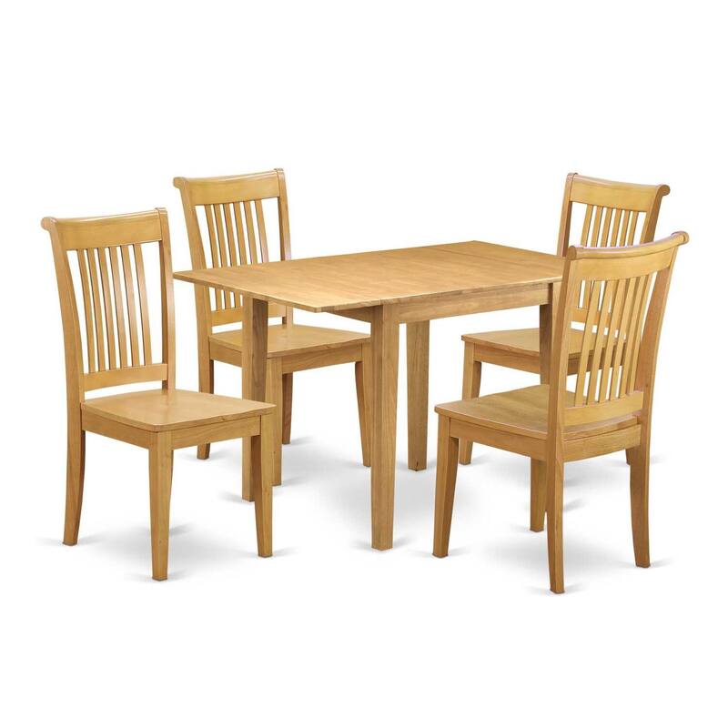 5-Piece Natural Oak Finish Solid Wood Top - Dining Room Set - (Seats-4)