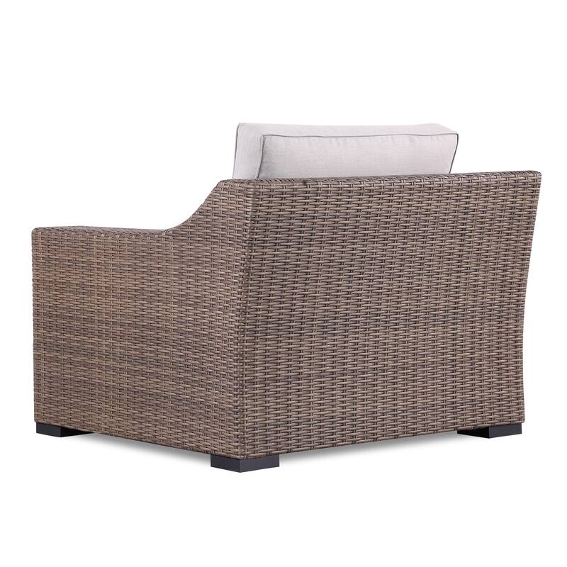 4-Piece Manhattan Rustic Wicker Seating Set with Tempered Glass