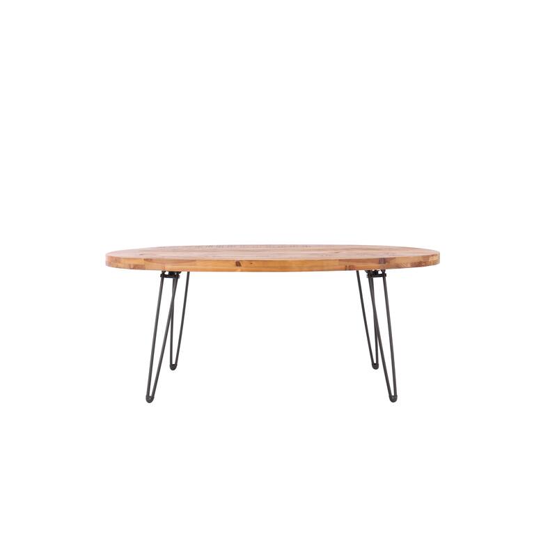 Oval Natural Reclaimed Wood Foldable Cocktail Table for Your Living Room