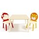 preview thumbnail 1 of 5, Toddler Table and Chair Set, 3-Piece Wooden Activity Play Table with Animal Design Natural