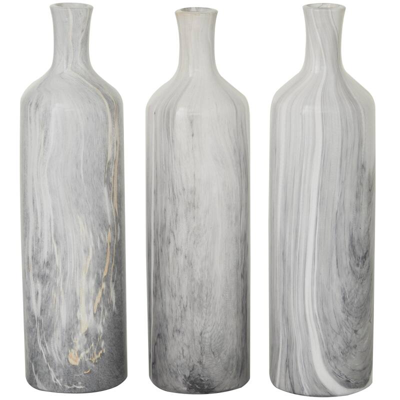 Ceramic Faux Marble Decorative Vase - Set of 3 Gray - CosmoLiving by Cosmopolitan - Gray