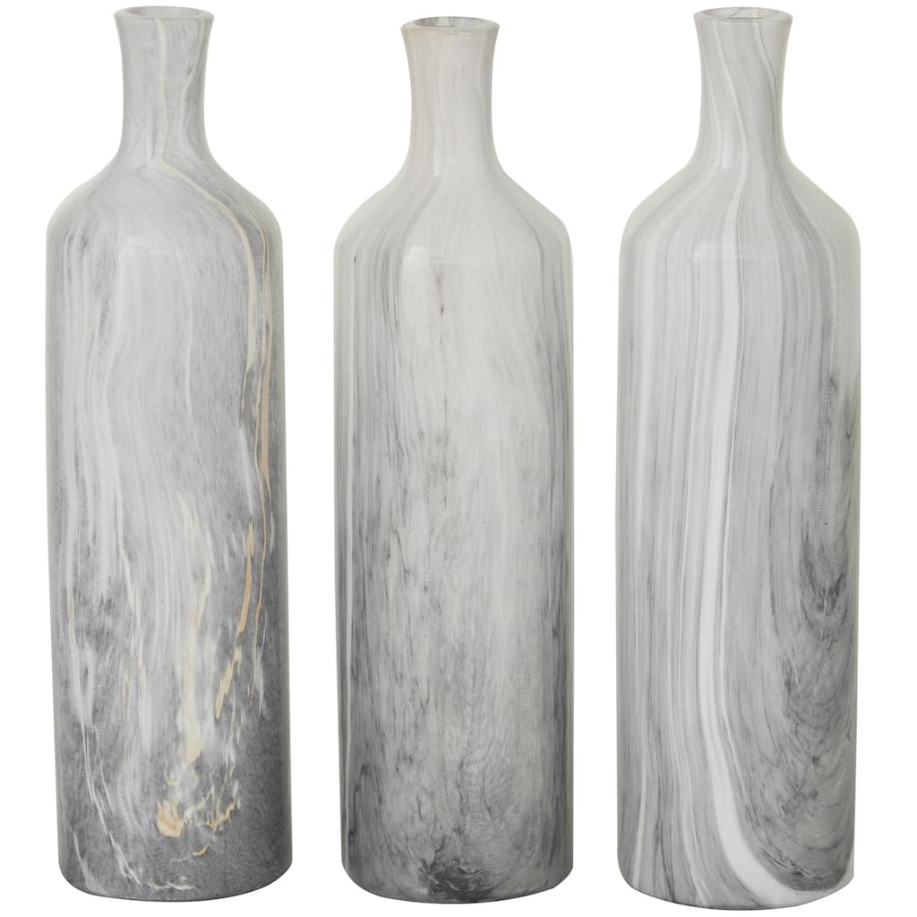 Ceramic Faux Marble Decorative Vase - Set of 3 Gray - CosmoLiving by Cosmopolitan
