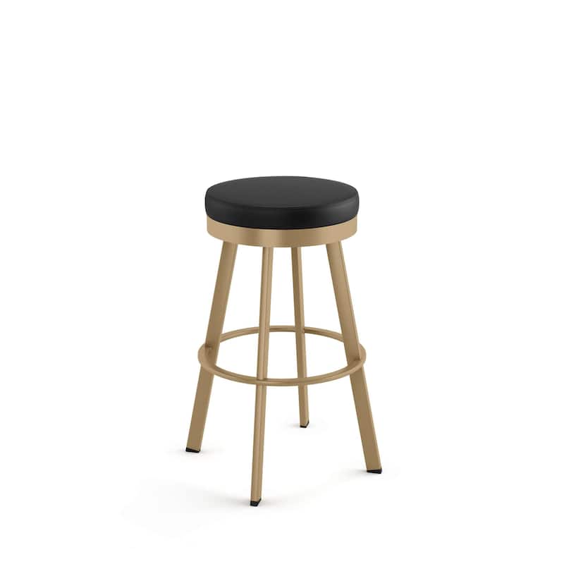 Amisco Swice Swivel Counter Stool with Metal Legs - Black Faux Leather / Golden Metal