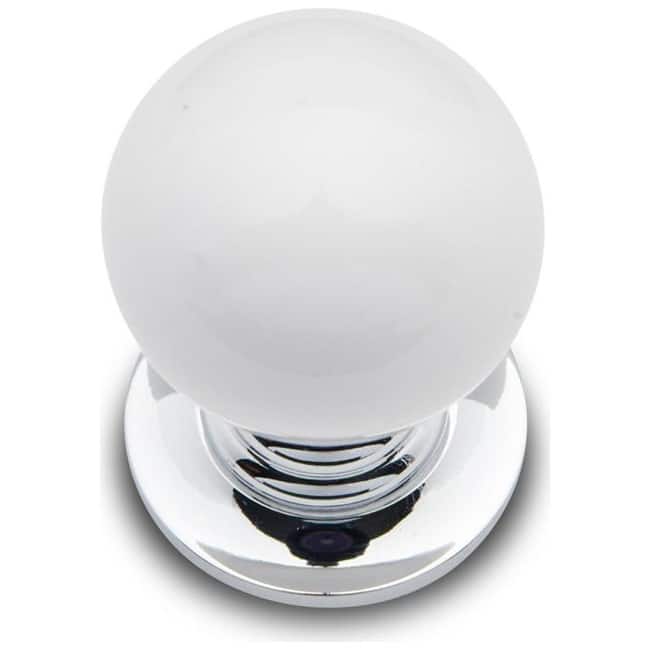 RK International CK-30-BALL-LG Porcelain 1" Round Ball Classic Cabinet - Chrome / White