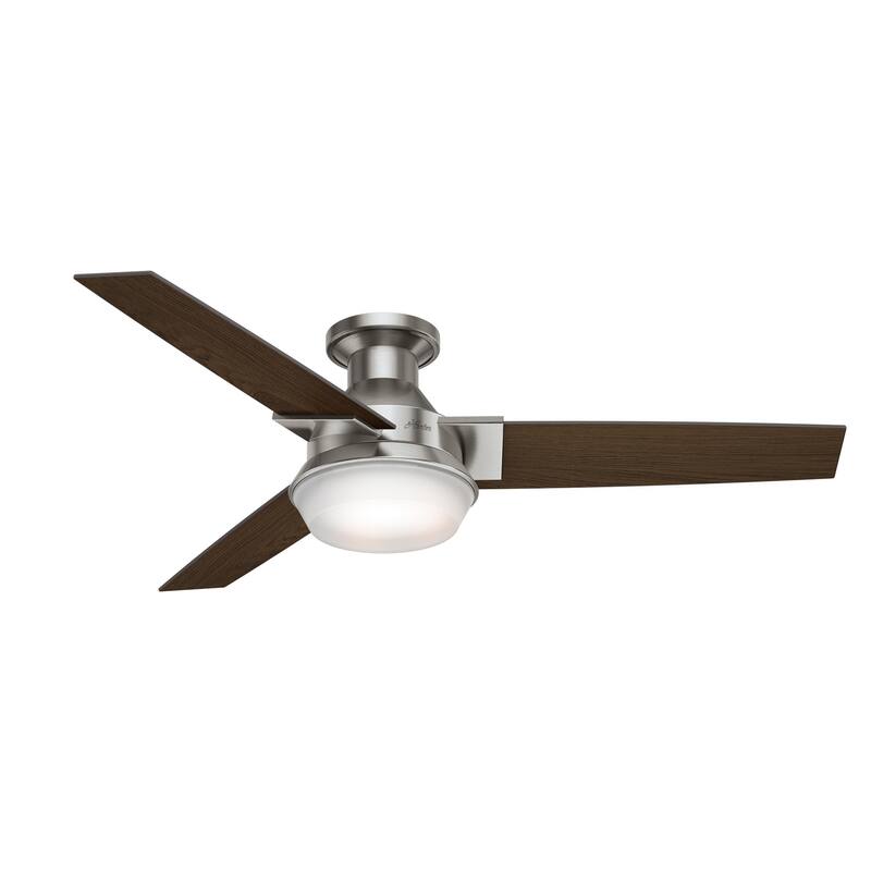 Hunter 52" Morelli Brushed Nickel Low Profile Ceiling Fan w/LED Light, Handheld Remote - Industrial, Modern, Contemporary