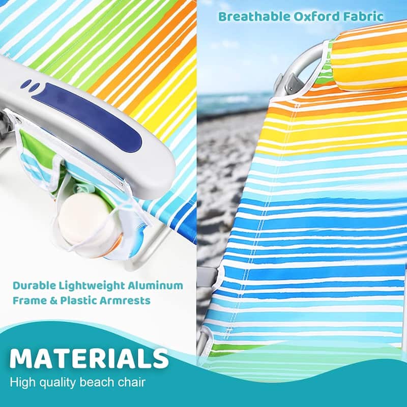 BOSSIN Backpack Beach Chairs for Adults,Adjustable high Beach Lounge Chairs with Towel Rack for Outdoor,Travel