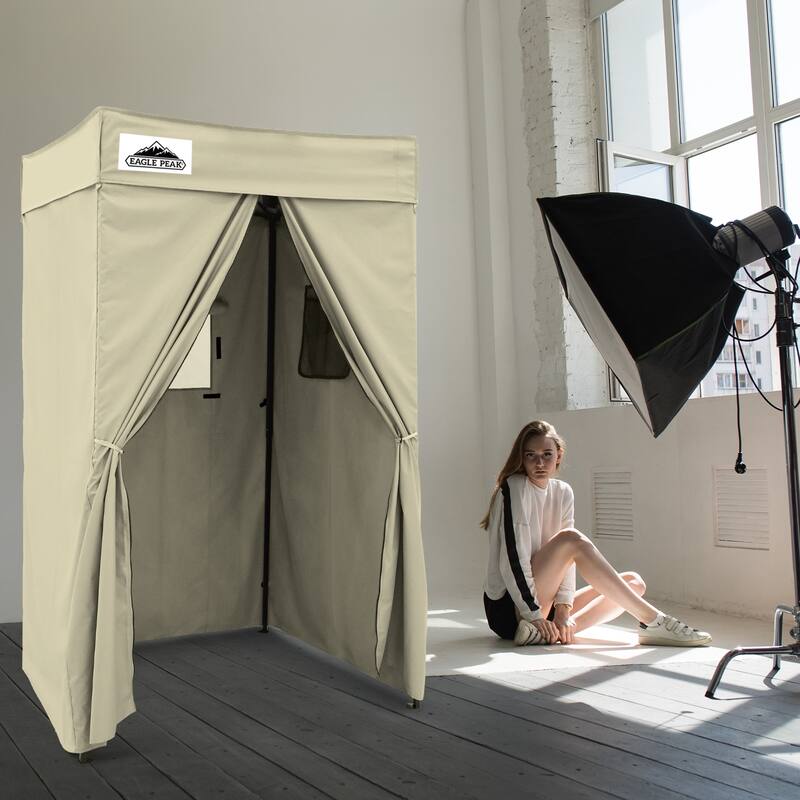 EAGLE PEAK Flex Compact 4x4 Pop-up Canopy Changing Room, Portable Privacy Dressing Room - Cream