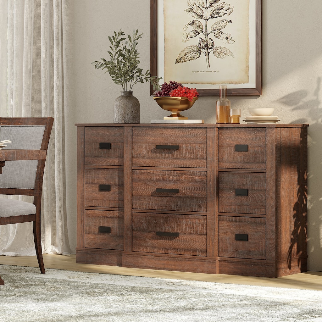 9 Dresser for Bedroom, 52.4" Mid Century Modern Dresser Furniture for Living Room, Hallway