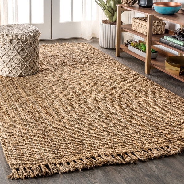 Para Hand Woven Chunky Jute with Fringe Area Rug. Opens flyout.