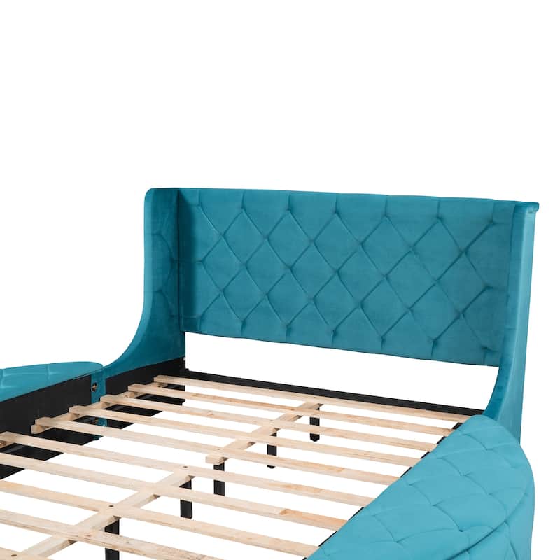 Platform Bed Queen Storage Velvet Bed