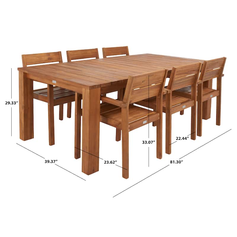 SAFAVIEH Outdoor Hestia Solid Wood 7-Piece Dining Set - N/A