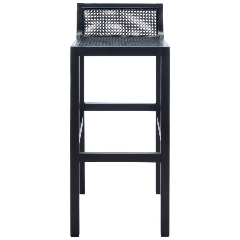 SAFAVIEH Crete Low Back Cane Bar Stool - 16" W x 20" D x 38" H - 16Wx19Dx37H