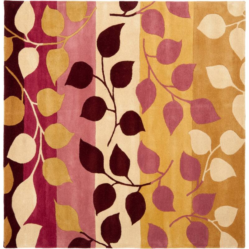 SAFAVIEH Handmade Soho Joi Garden N.Z. Wool Rug - 6' Square - Red/Gold