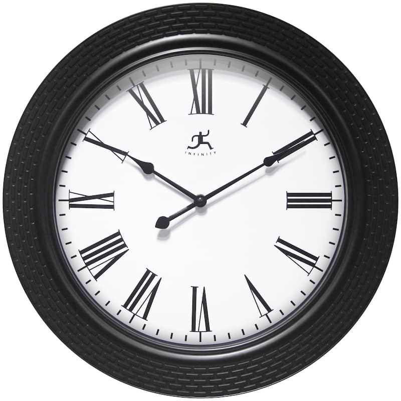 Roman Weave 16" Wall Clock - 16 in. - Black - 16 in.