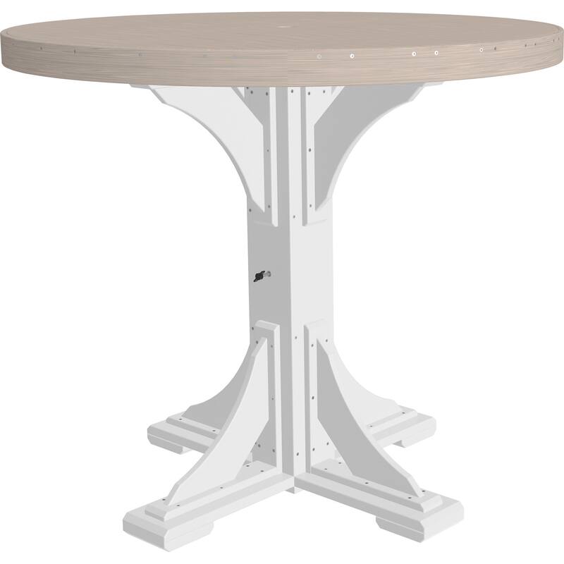 Poly Lumber Round Dining Table Set with Regular Chairs - Bar Height - Birch Woodgrain & White