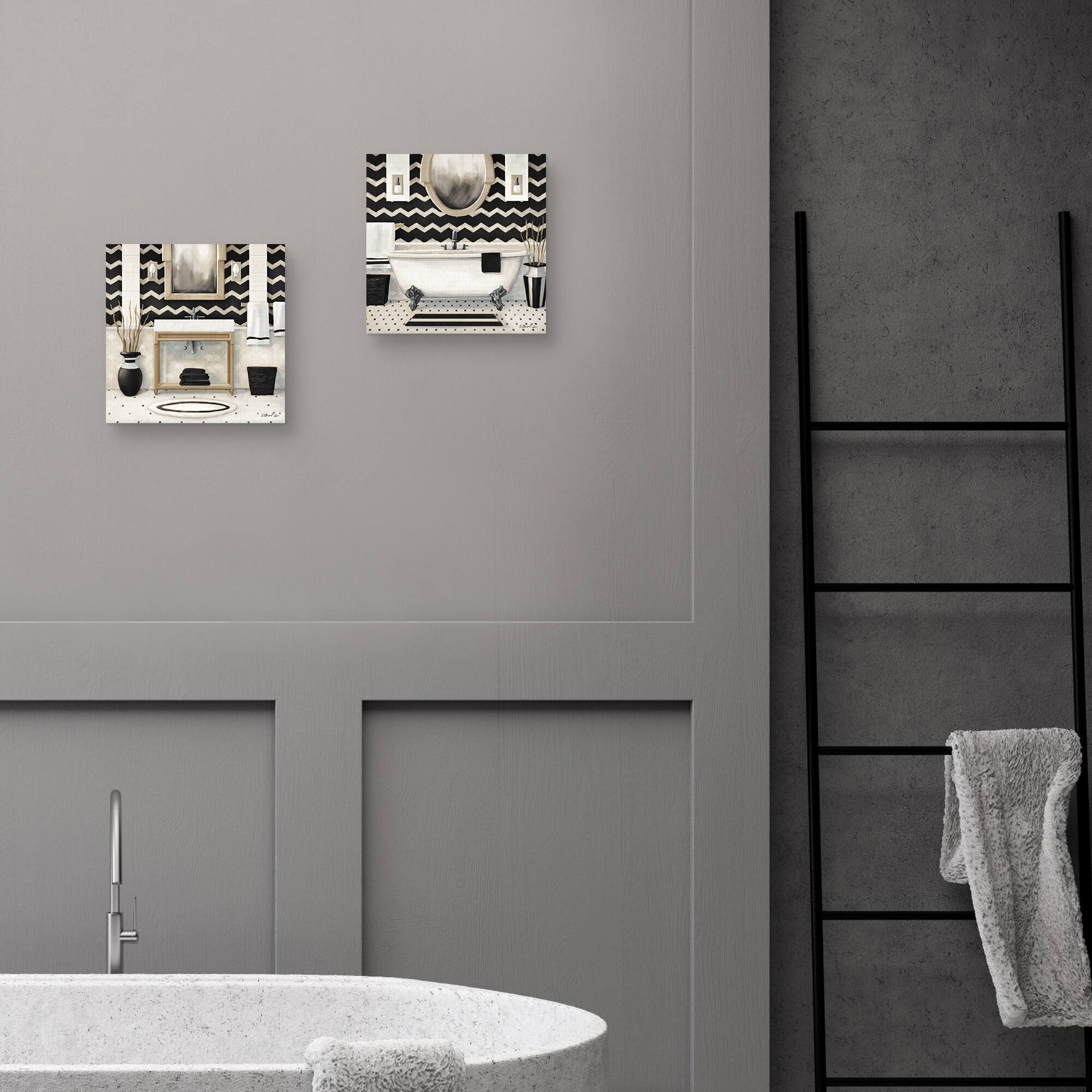 Black and Gold Bath I, Black and Gold Bath II by Vittorio Milan Canvas