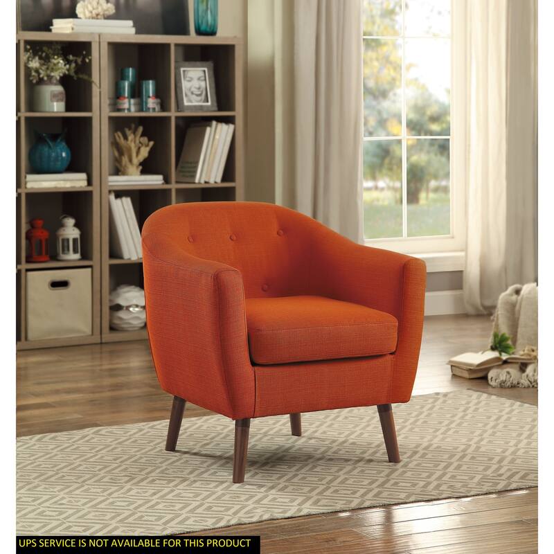 Retro Style Fabric Accent Chair with Cherry Finished Legs - Orange
