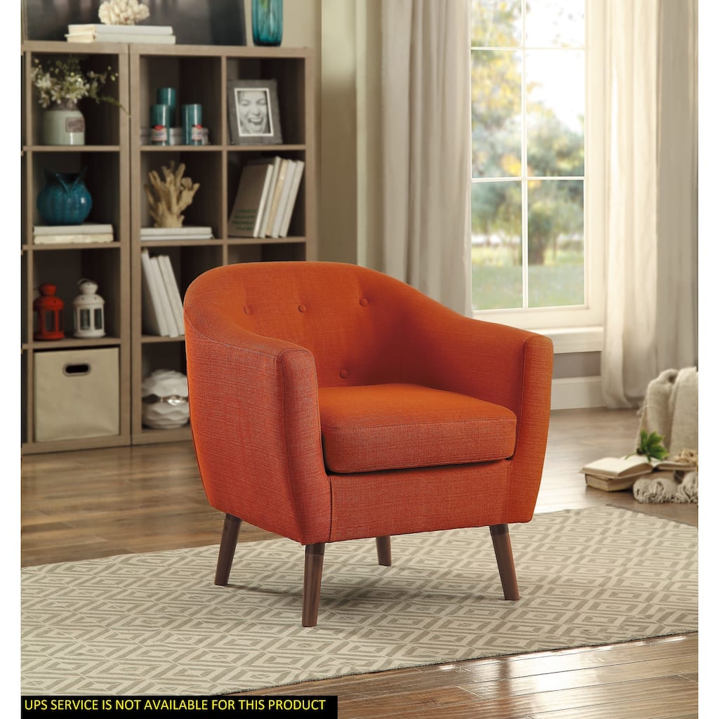 Retro Style Fabric Accent Chair with Cherry Finished Legs