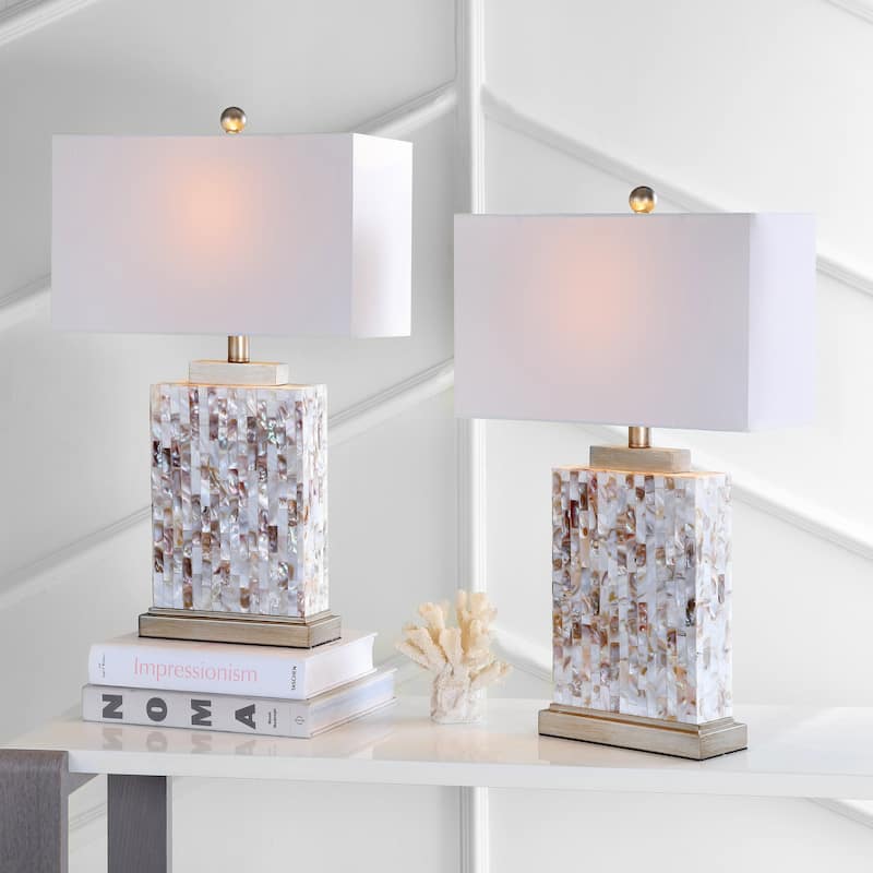 SAFAVIEH Lighting 25-inch Tory Sea Shell Table Lamp (Set of 2) - 15"x8"x24.5"