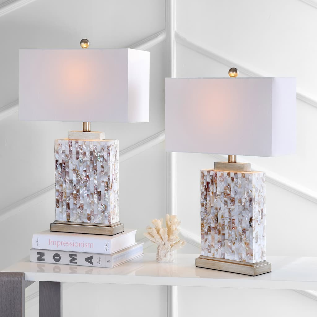 SAFAVIEH Lighting Sonji 25-inch Sea Shell Table Lamp (Set of 2) - 15"x8"x24.5" - 15"Wx8"Dx25"H