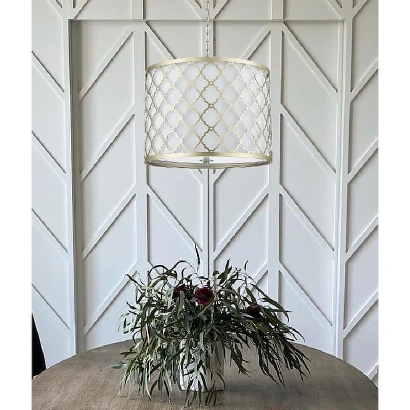 Champagne Gold Drum Pendant with 3 Lights