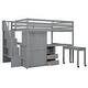 preview thumbnail 78 of 110, Twin/Full Size Loft Bed with Storage Staircase, Wardrobe and Desk, Solid Wood Loft Bedframe with 2 Storage Drawers and Shelves
