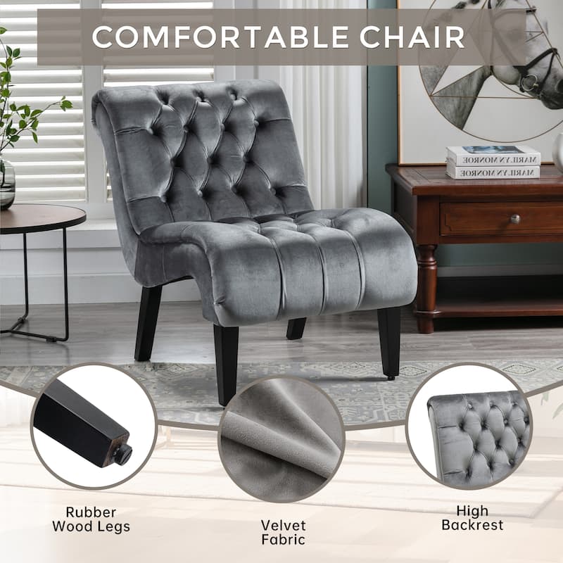 Modern Velvet Armless Living Room Chairs Set of 2