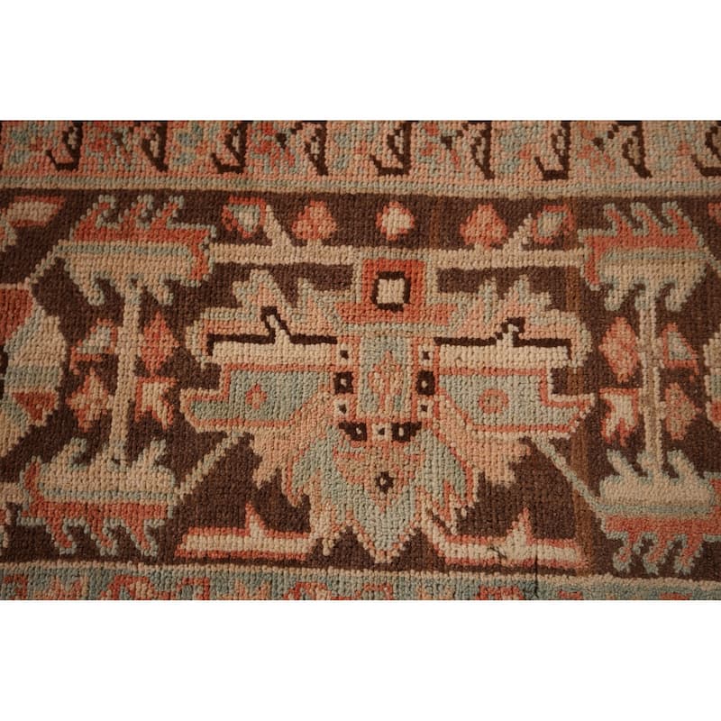 Heriz Persian Vintage Area Rug Hand-Knotted Geometric Wool Carpet - 7'7"x 11'4"