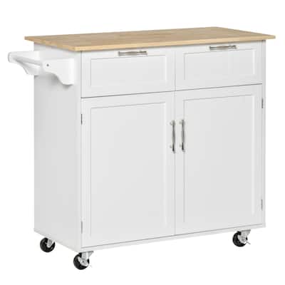 41" Modern Rolling Kitchen Island On Wheels(no include stool)