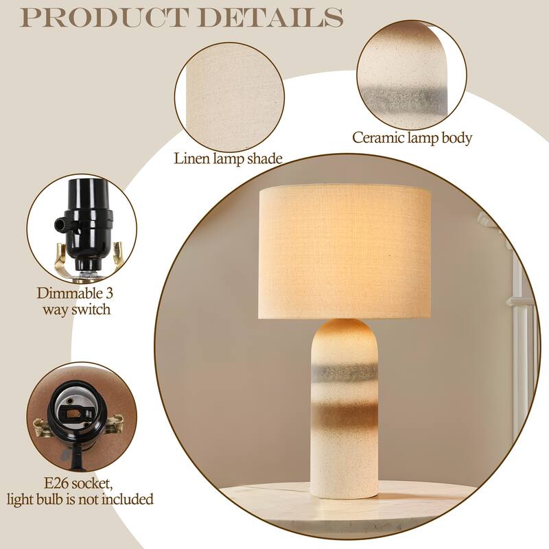 Ceramic Table Lamp with Drum Linen Shade