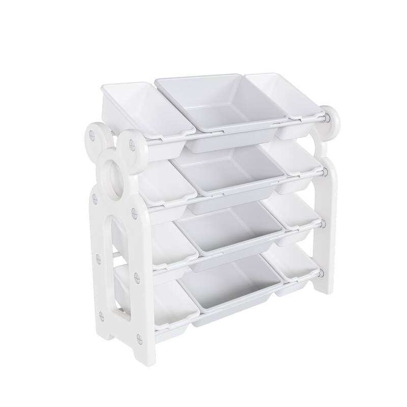 Kids Toy Storage Organizer with 12 Bins, Multi-functional Nursery Organizer Kids Furniture Set Toy Storage Cabinet Unit
