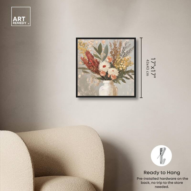 White Vase Bouquet Canvas by Art Remedy