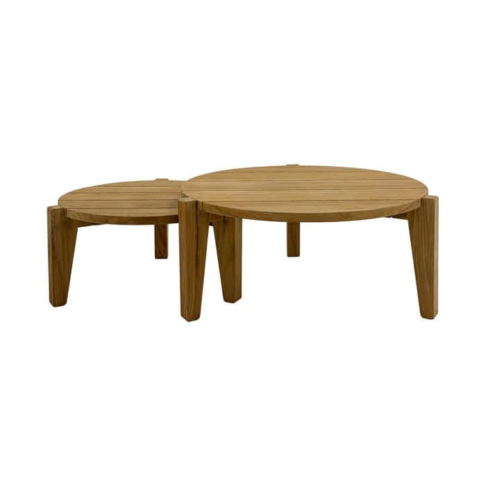 Nordic Teak Natural Wood Indoor or Outdoor Circular Coffee Table - 25-33"