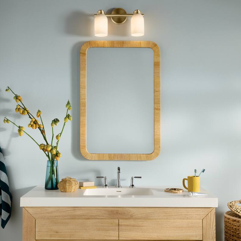 Kichler Lighting Shae 15" 2-Light Vanity Light with White Opal Glass in Champagne Bronze
