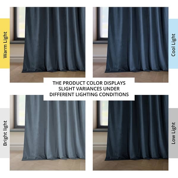 dimension image slide 3 of 21, Exclusive Fabrics Heritage Plush Velvet Room Darkening Curtains (1 Panel) Luxury Velvet Curtains for Bedroom & Living Room.