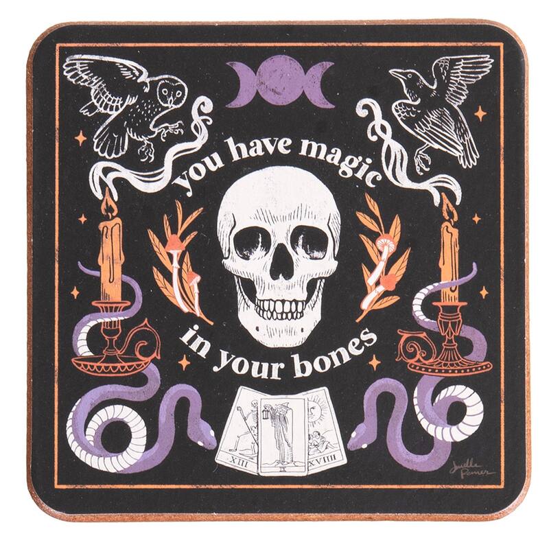 4" Crystal Ball Magic Halloween Drink Coasters Set of 4