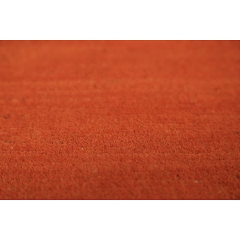 Orange Gabbeh Modern Rug Hand-Knotted Tribal Wool Carpet - 3'5" x 4'10"