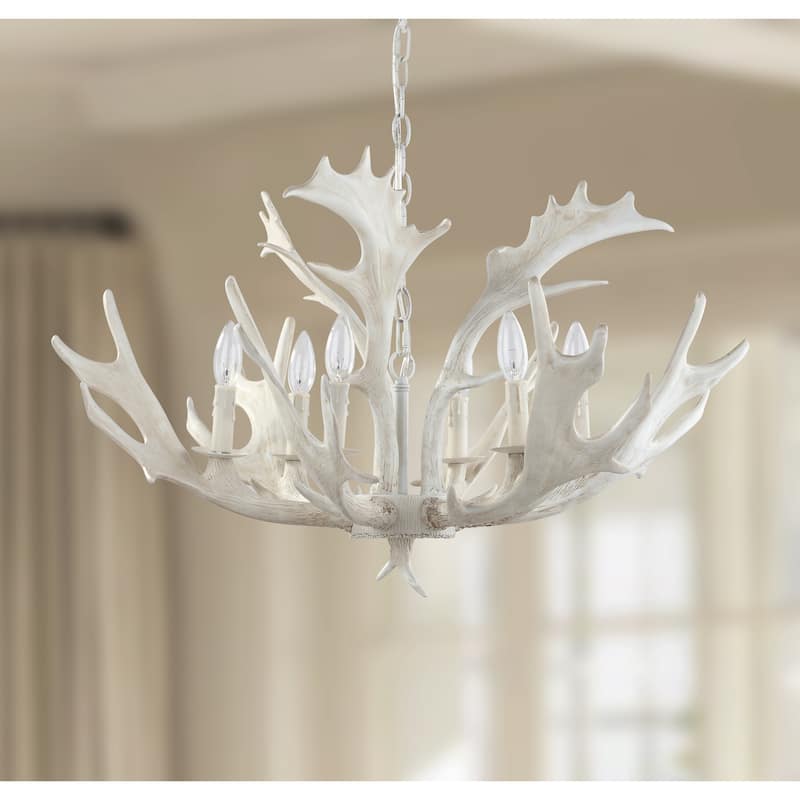 SAFAVIEH Lighting Katharina Adjustable 6-Light White Antler Chandelier - 30" x 30" x 24.25-96.25"