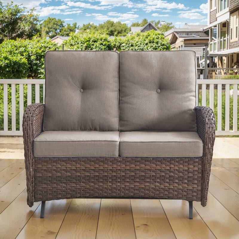 Gymojoy Stylish Patio Loveseat Glider Sofa with Cushions