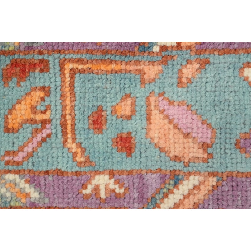 Hand Knotted Oriental 100% Wool Carpet Transitional Geometric Navy Blue & Blues Oushak Area Rug - 6' 10'' X 4' 1''